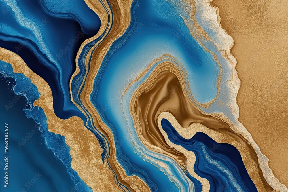 Vibrant Abstract Texture Motif in Azure and Champagne Tones with Rich Fluid Design Vibrant Abstract Texture Motif in Azure and Champagne Tones with Rich Fluid Design