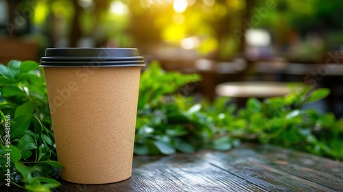 Maqueta de un vaso ecológico con espacio para texto. photo