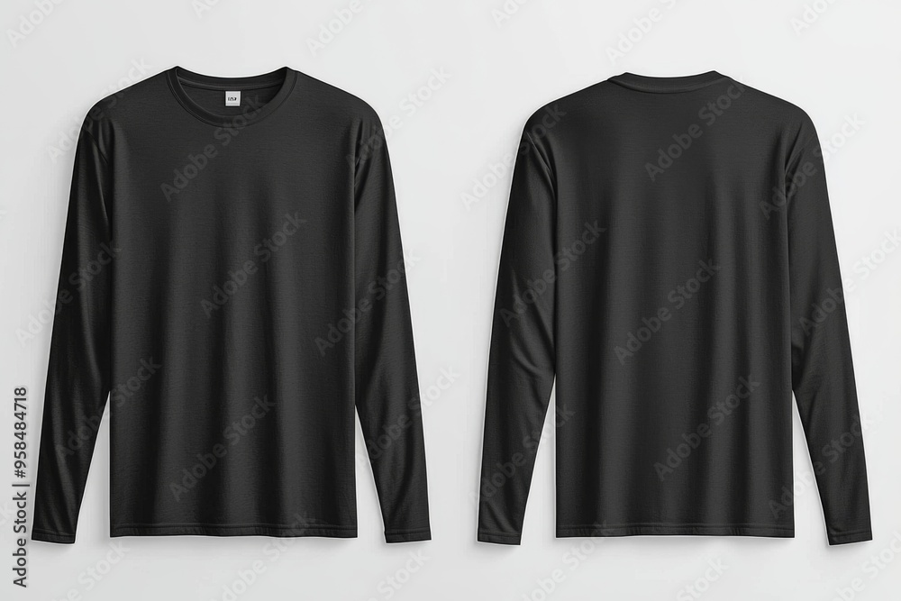Black long sleeve tshirt mockup isolated created with Generative AI Black long sleeve tshirt mockup isolated created with Generative AI