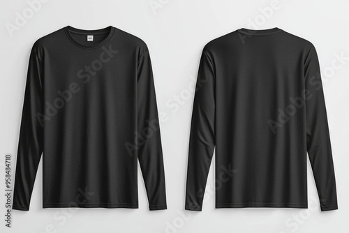 Black long sleeve tshirt mockup isolated created with Generative AI