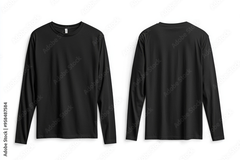 Black long sleeve tshirt mockup isolated created with Generative AI Black long sleeve tshirt mockup isolated created with Generative AI