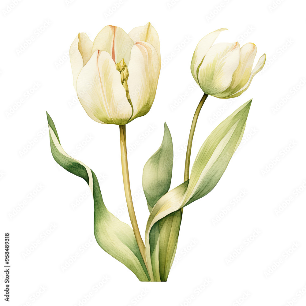 Fototapeta premium Vintage Tulip Clipart Illustration