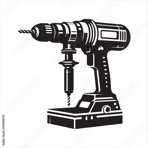 Drill Machine Vector Art Illustration