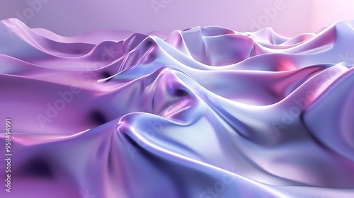 Abstract purple and blue 3d render of a rippling liquid surface.