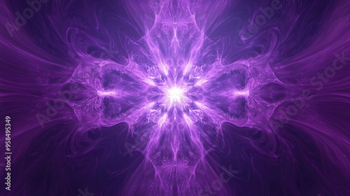 Abstract violet background featuring a line art illustration of a fractal star explosion enhanced with gloss and intricate lines