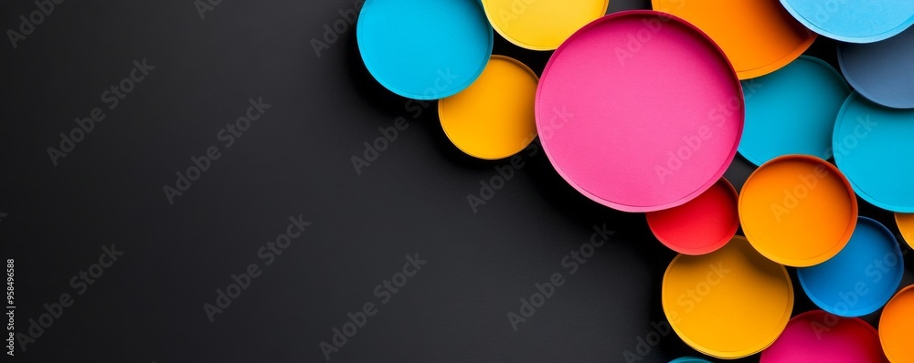Colorful Speech Bubbles Arranged in an Abstract Pattern on a Dark Background Colorful Speech Bubbles Arranged in an Abstract Pattern on a Dark Background