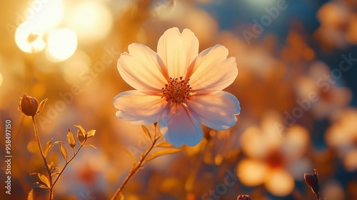 A Single Flower at Sunset
