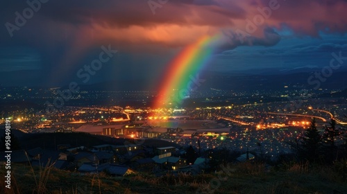 Hokkaido, Japan evening rainbow