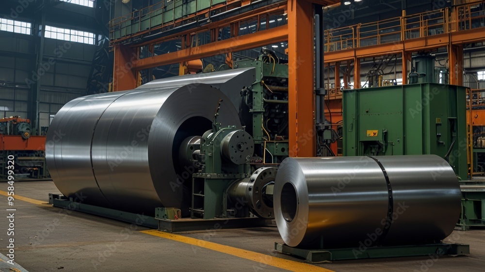 Automated steel rolling in a modern plant, showcasing robotic manufacturing technology