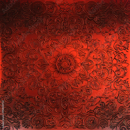 Red gradient patterns with intricate details.Red gradient patterns with intricate details. photo