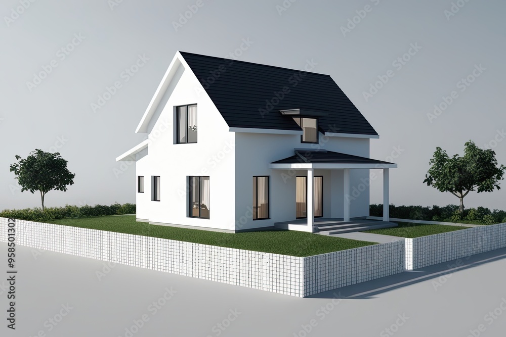 Isolated Modern White House Model with Transparent Background for Design Purposes Isolated Modern White House Model with Transparent Background for Design Purposes