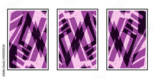 Set of 3 Abstract pattern. Illustration for printing on wall decorations. For use in graphics.