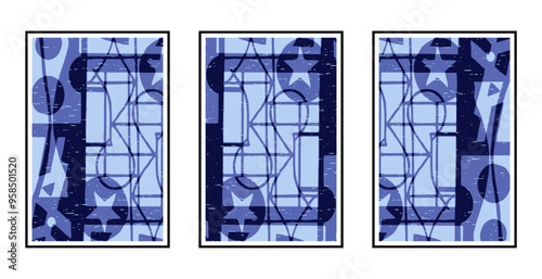 Set of 3 Abstract pattern. Illustration for printing on wall decorations. For use in graphics.