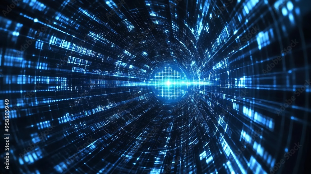 Digital Tunnel of Binary Code Digital Tunnel of Binary Code