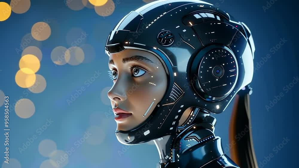 Futuristic female portrait with illuminated features Futuristic female portrait with illuminated features