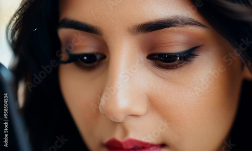 Iranian Woman Comparing Prices While Online Shopping