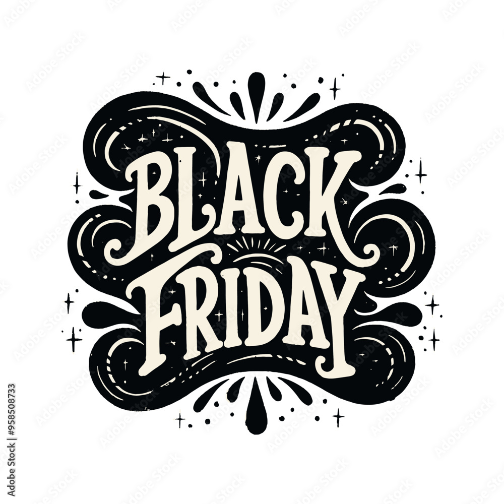 Black Friday is a day of shopping and deals. A stylized font that incorporates elements of nature, such as leaves and flowers, to create a festive and inviting atmosphere Black Friday is a day of shopping and deals. A stylized font that incorporates elements of nature, such as leaves and flowers, to create a festive and inviting atmosphere
