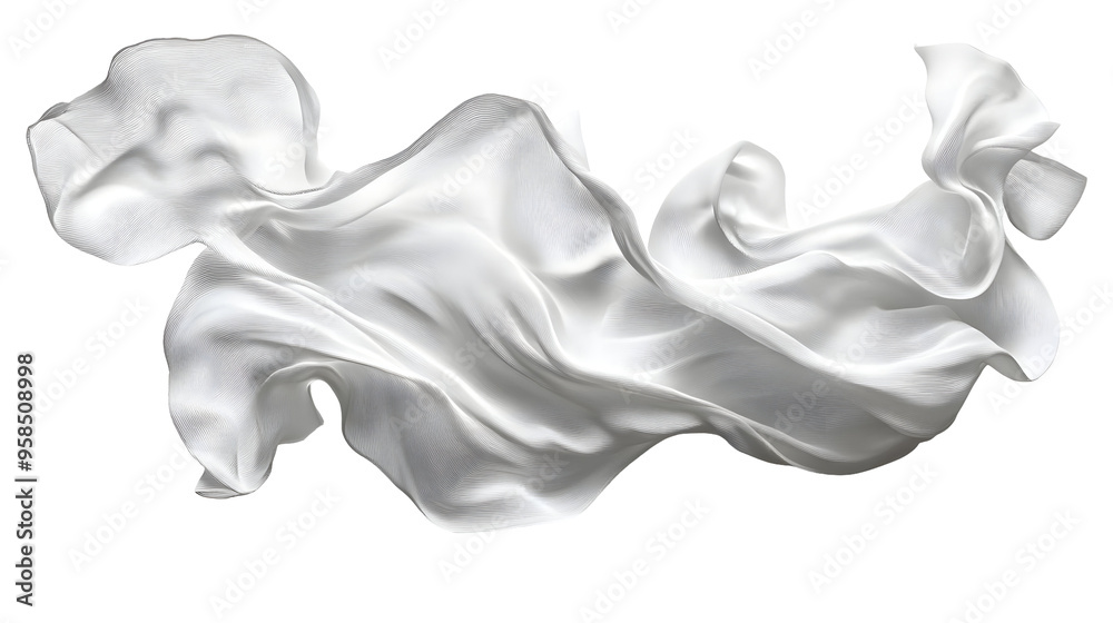 White Fabric Flowing in the Wind, Abstract Background Animation in Motion on Transparent Background, Isolated PNG White Fabric Flowing in the Wind, Abstract Background Animation in Motion on Transparent Background, Isolated PNG