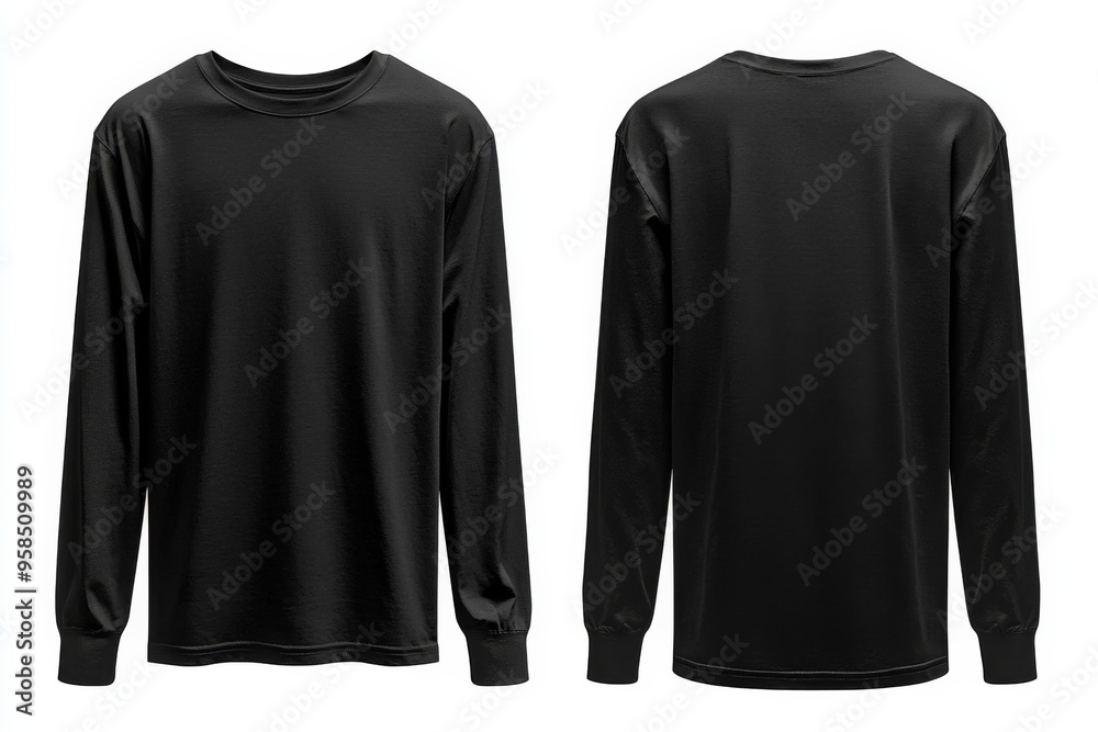 Black long sleeve tshirt mockup isolated created with Generative AI Black long sleeve tshirt mockup isolated created with Generative AI