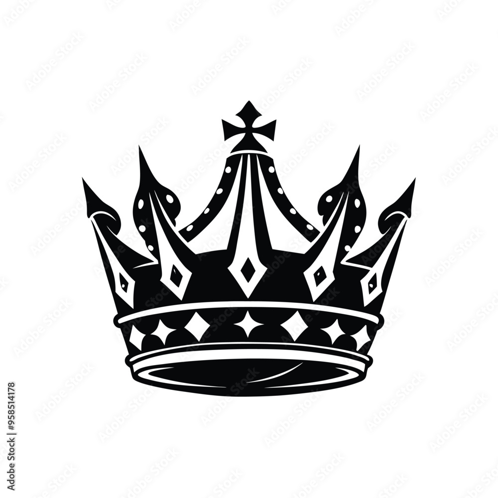 King Crown Vector Icon Silhouette Logo Isolated Design