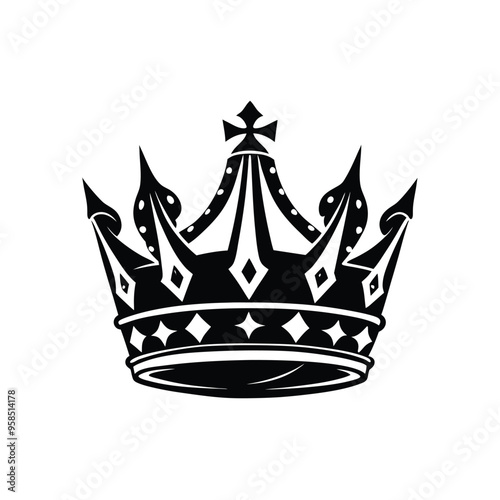 King Crown Vector Icon Silhouette Logo Isolated Design