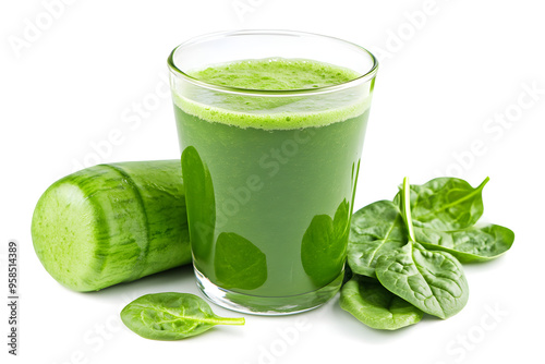 Nutritious Delight: Green Spinach Smoothie with Fresh Spinach Leaves