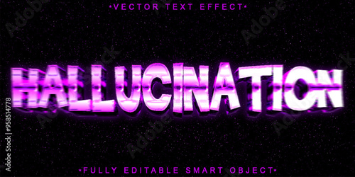  Hallucination Purple Vector Fully Editable Smart Object Text Effect