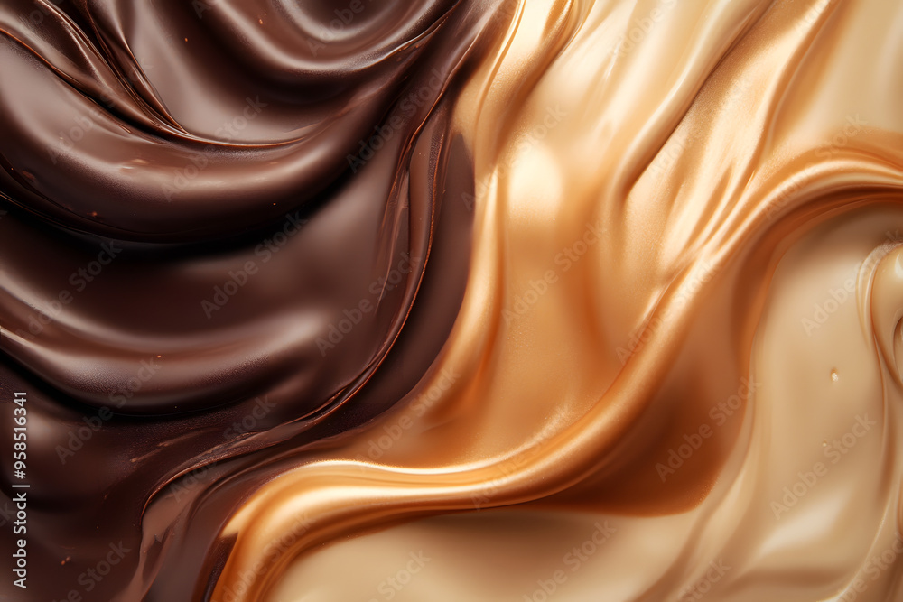 Luxurious Chocolate Flow: Gradient Splash and Satin Ripple Texture Luxurious Chocolate Flow: Gradient Splash and Satin Ripple Texture