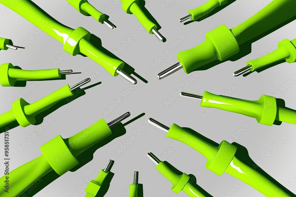 Fototapeta premium Vibrant Lime Green Electric Shock Effects on Transparent Background