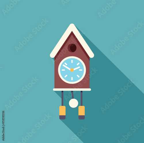 Cuckoo clock with its pendulum swinging, indicating the passage of time in a nostalgic and charming way