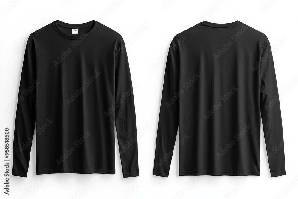 Black long sleeve tshirt mockup isolated created with Generative AI Black long sleeve tshirt mockup isolated created with Generative AI