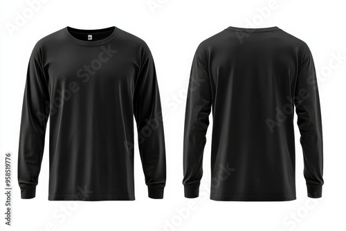 Black long sleeve tshirt mockup isolated created with Generative AI