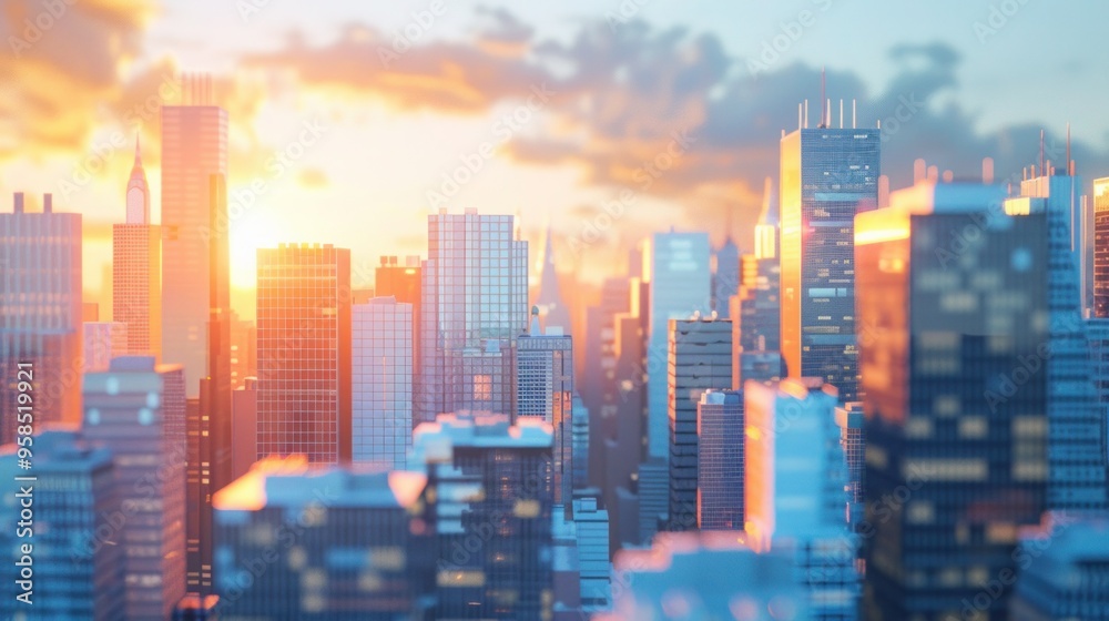 Lots of buildings, beautiful sky, sunshine. Lots of buildings, beautiful sky, sunshine.