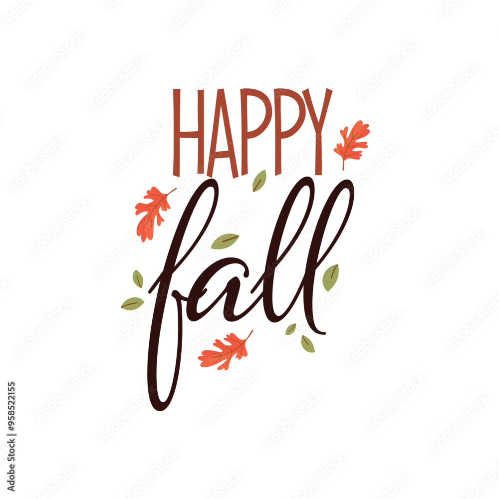 Autumn vibes. Seasonal square template with motivation quote and chestnut leaf in minimalist style. Hand drawn lettering. Autumn design for banners, posters, cards, invitations. Vector illustration.
