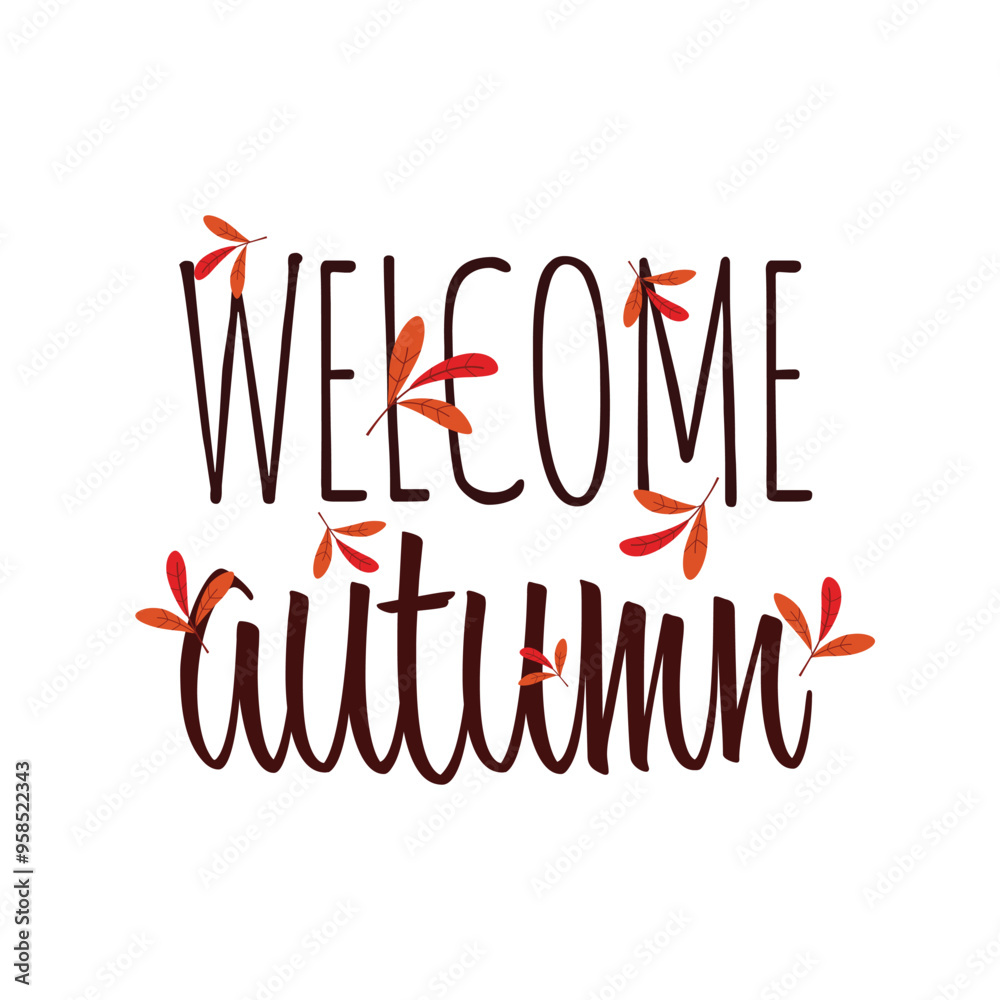 Autumn vibes. Seasonal square template with motivation quote and chestnut leaf in minimalist style. Hand drawn lettering. Autumn design for banners, posters, cards, invitations. Vector illustration.