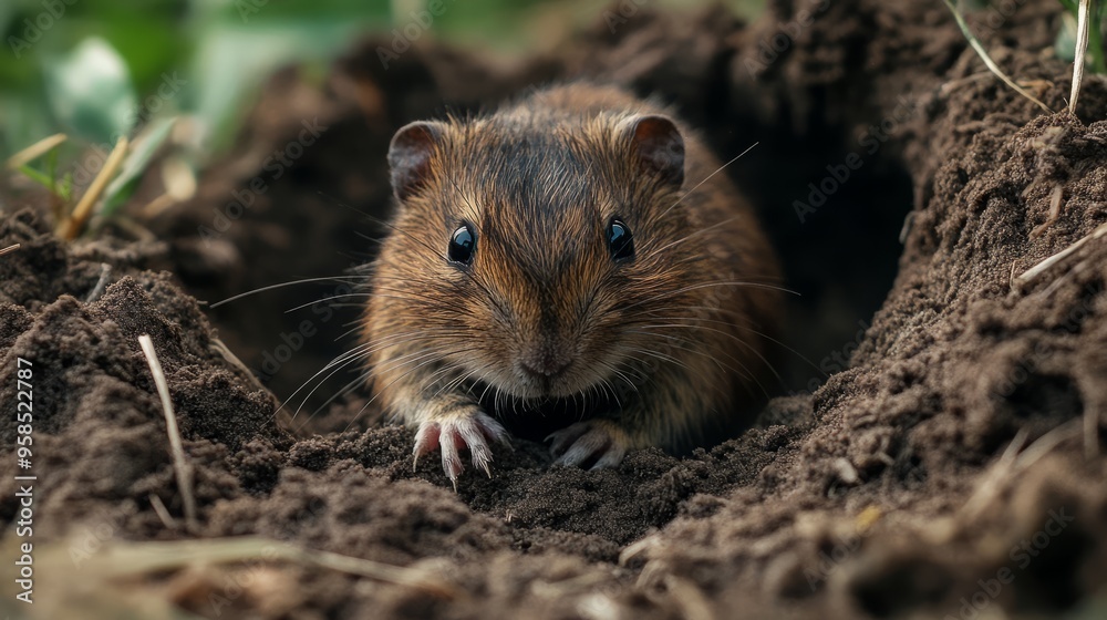 Mouse Peeking Out of a Burrow Mouse Peeking Out of a Burrow