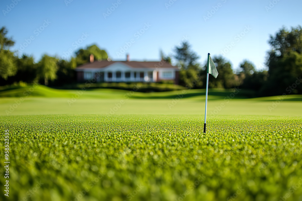 Obraz premium Elite Golf Club with Lush Greens and Elegant Clubhouse 