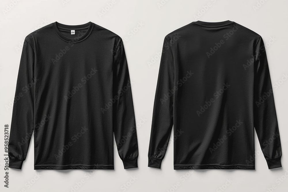 Black long sleeve tshirt mockup isolated created with Generative AI Black long sleeve tshirt mockup isolated created with Generative AI