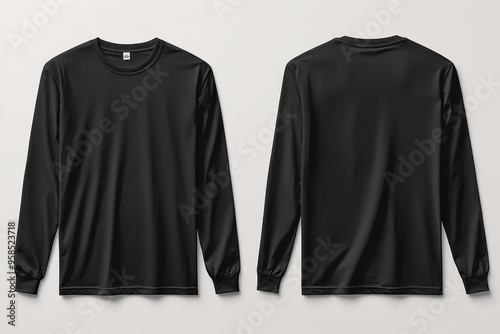 Black long sleeve tshirt mockup isolated created with Generative AI