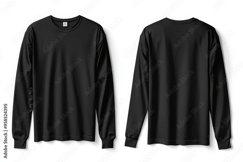 Black long sleeve tshirt mockup isolated created with Generative AI Black long sleeve tshirt mockup isolated created with Generative AI