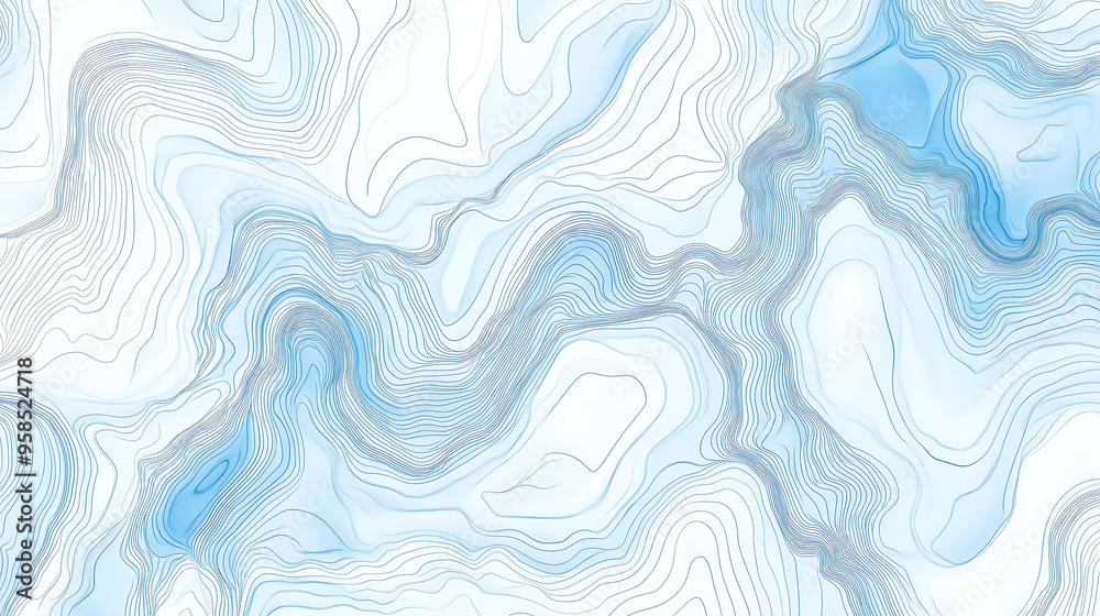 Seamless hand drawn topographic map contour lines pattern in pastel blue and white Seamless hand drawn topographic map contour lines pattern in pastel blue and white