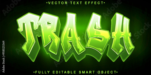 Green Trash Vector Fully Editable Smart Object Text Effect