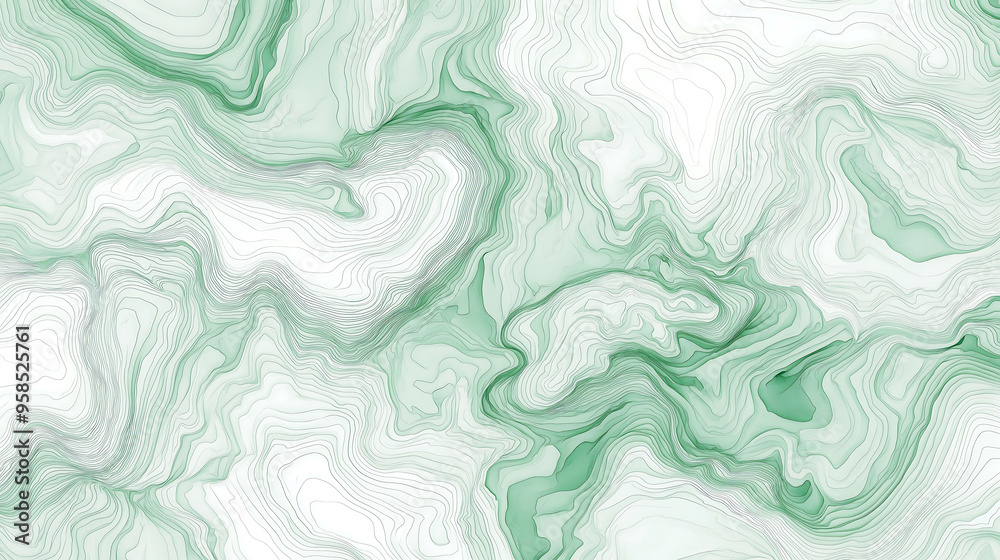 Seamless hand drawn topographic map contour lines pattern in pastel green and white Seamless hand drawn topographic map contour lines pattern in pastel green and white