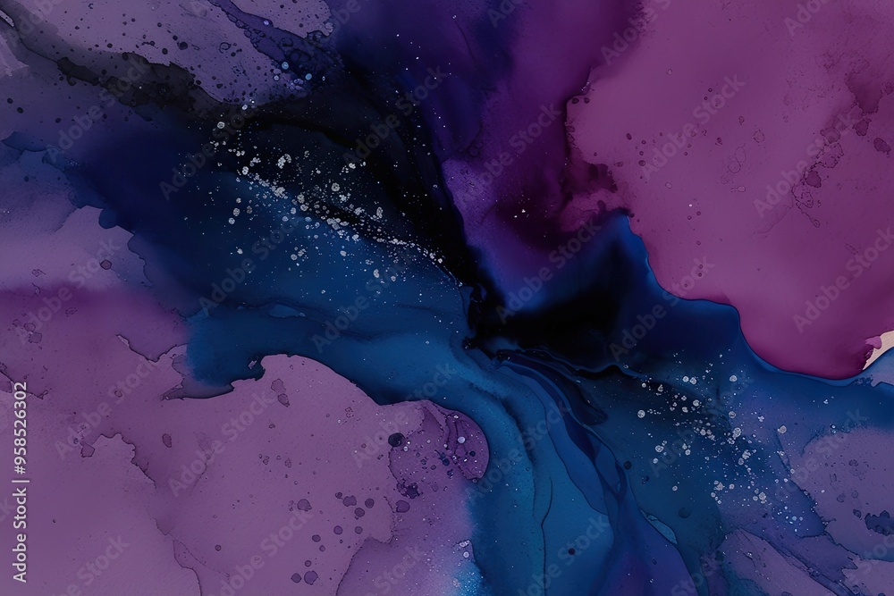 Fototapeta premium Dark Sapphire Watercolor Abstract Texture with Gritty Elements