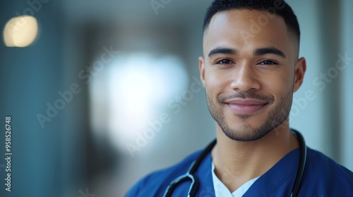 Smiling Doctor in Scrubs