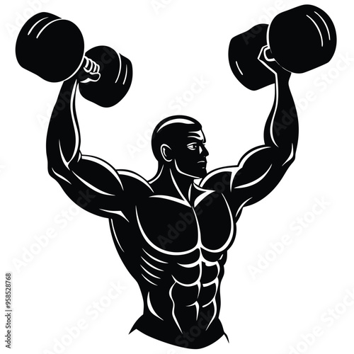 A muscular bodybuilder vector illustration