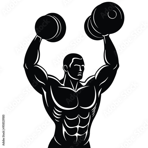 A muscular bodybuilder vector illustration