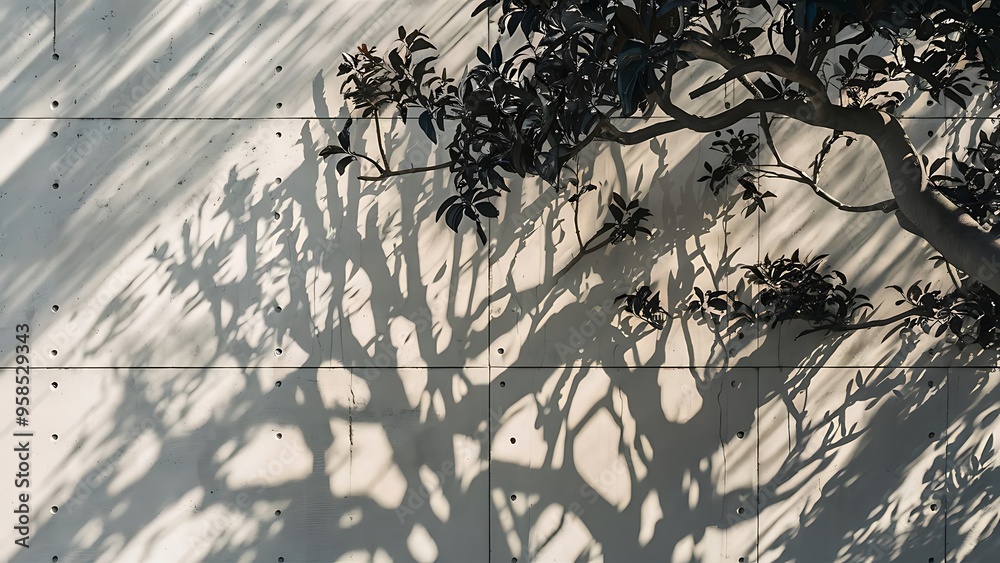 ภาพประกอบสต็อก Leaves shadow and tree branch abstract background ...