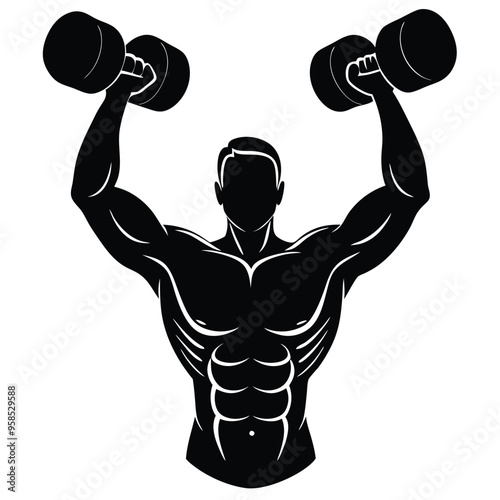 A muscular bodybuilder vector illustration