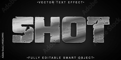 Silver Shot Broken Vector Fully Editable Smart Object Text Effect